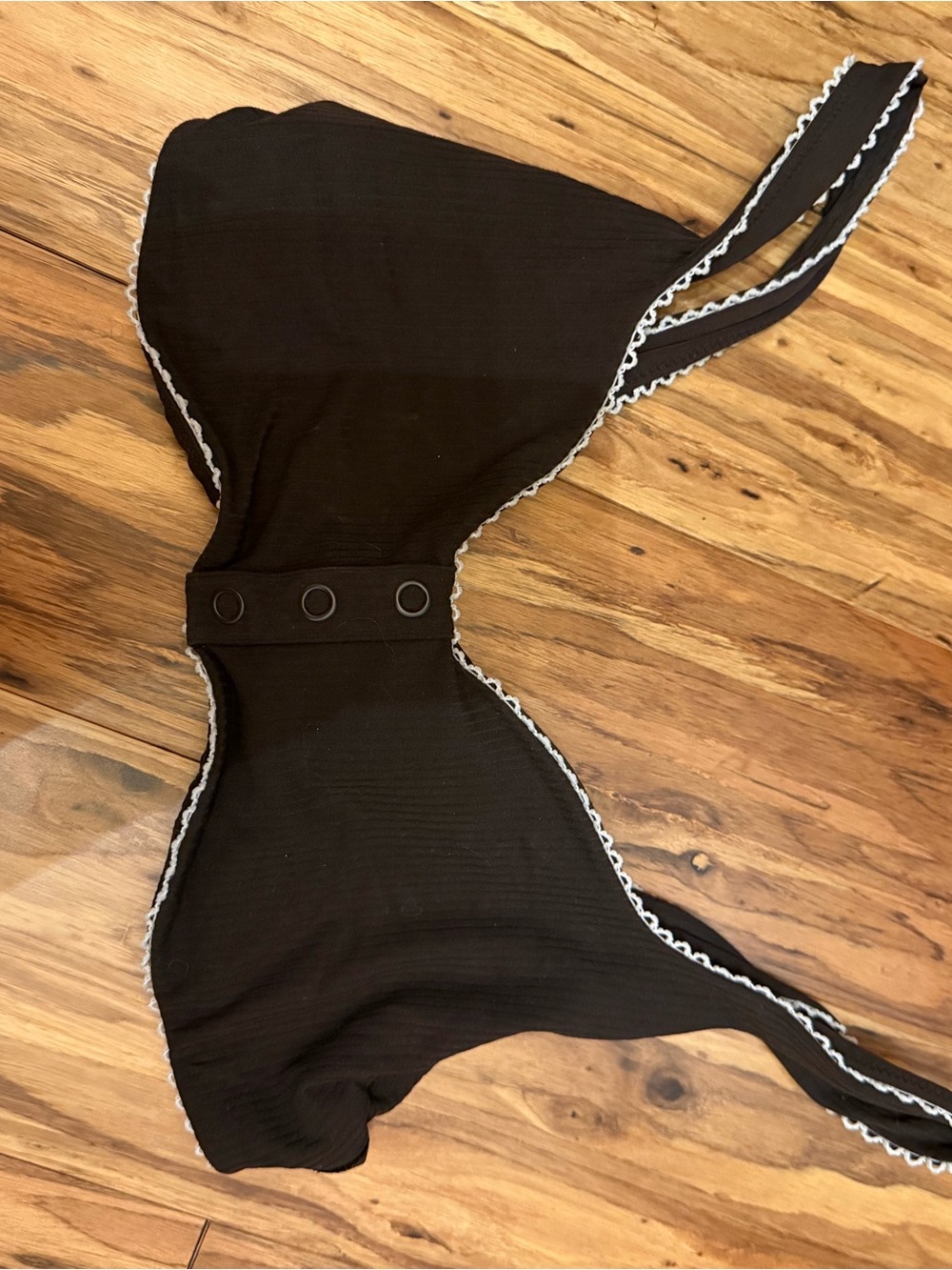 aerie Black Bralette with White Scalloped Trim